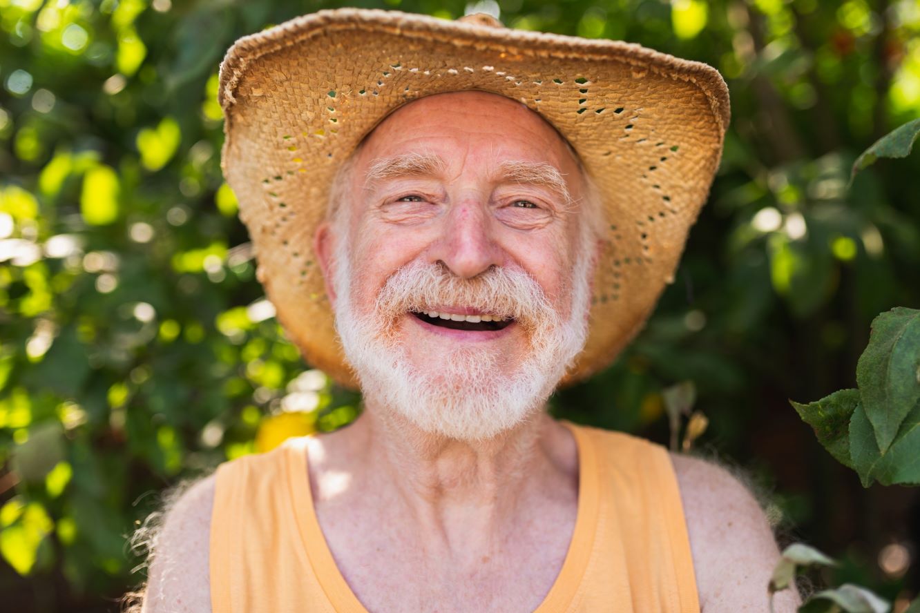 Older person enjoying life after rhinoplasty.